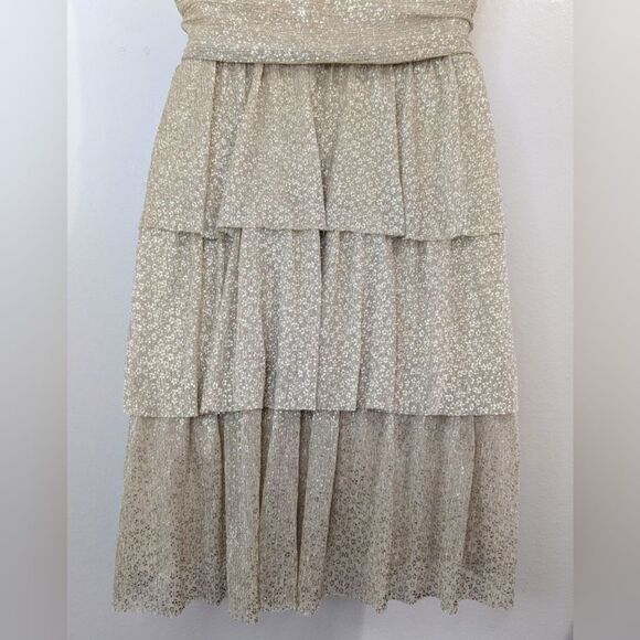 Lilly Pulitzer Ruffle Gold Maximalist Boho Feminine Chic Cocktail Dress NWT S - Picture 10 of 12